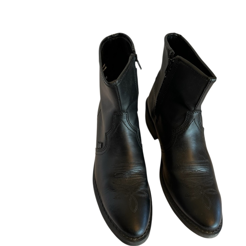 Justin Basic Boots Black Leather Ankle Boots JB104 11D - Picture 3 of 13